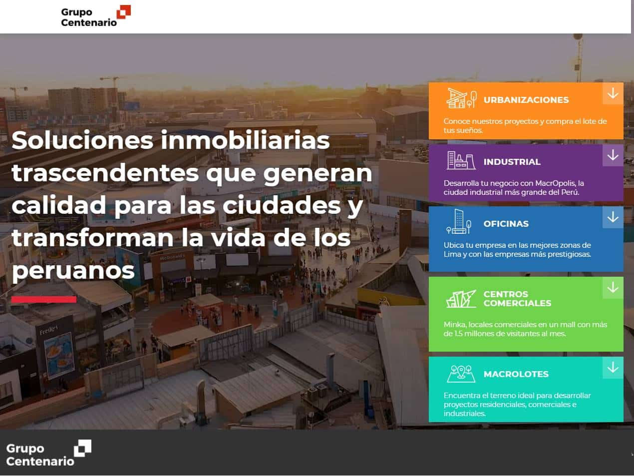 Screenshot of the GRUPO CENTENARIO website