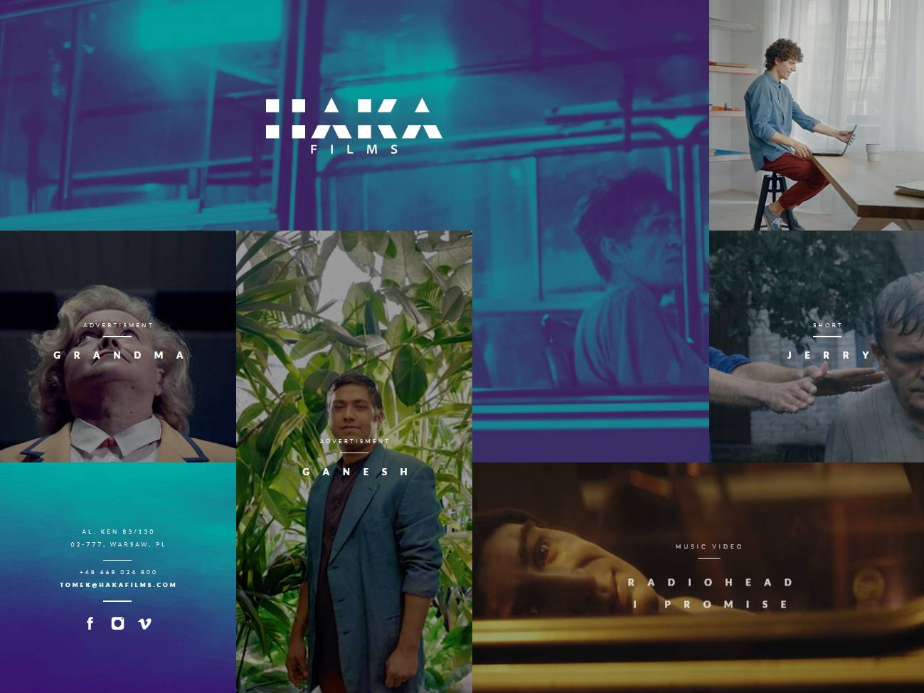 Screenshot of the Haka Films website