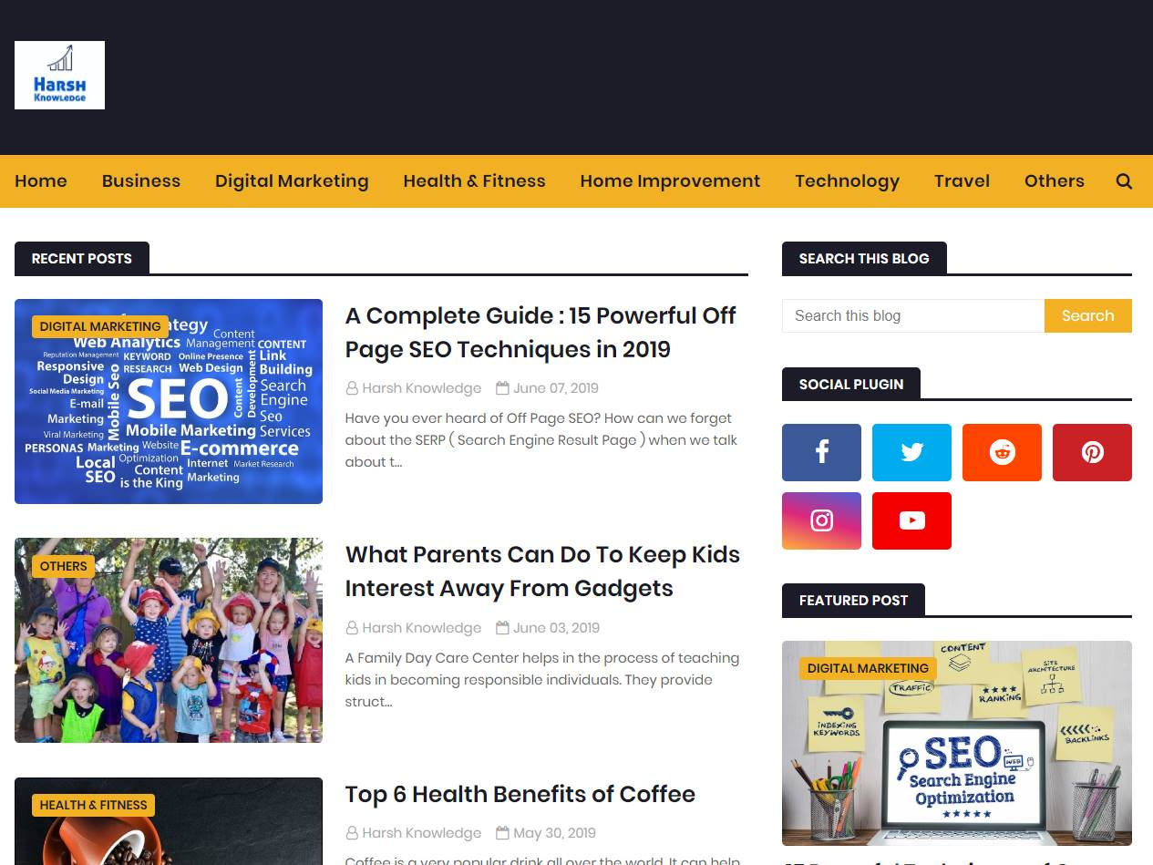 Screenshot of the Harsh Knowledge website