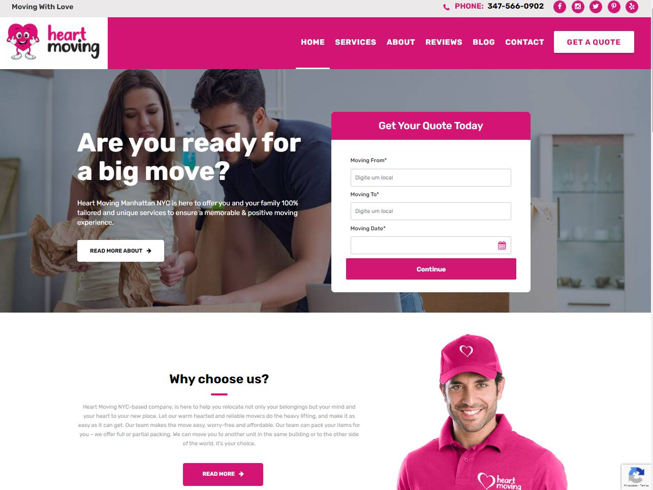 Screenshot of the Heart Moving Manhattan NYC website