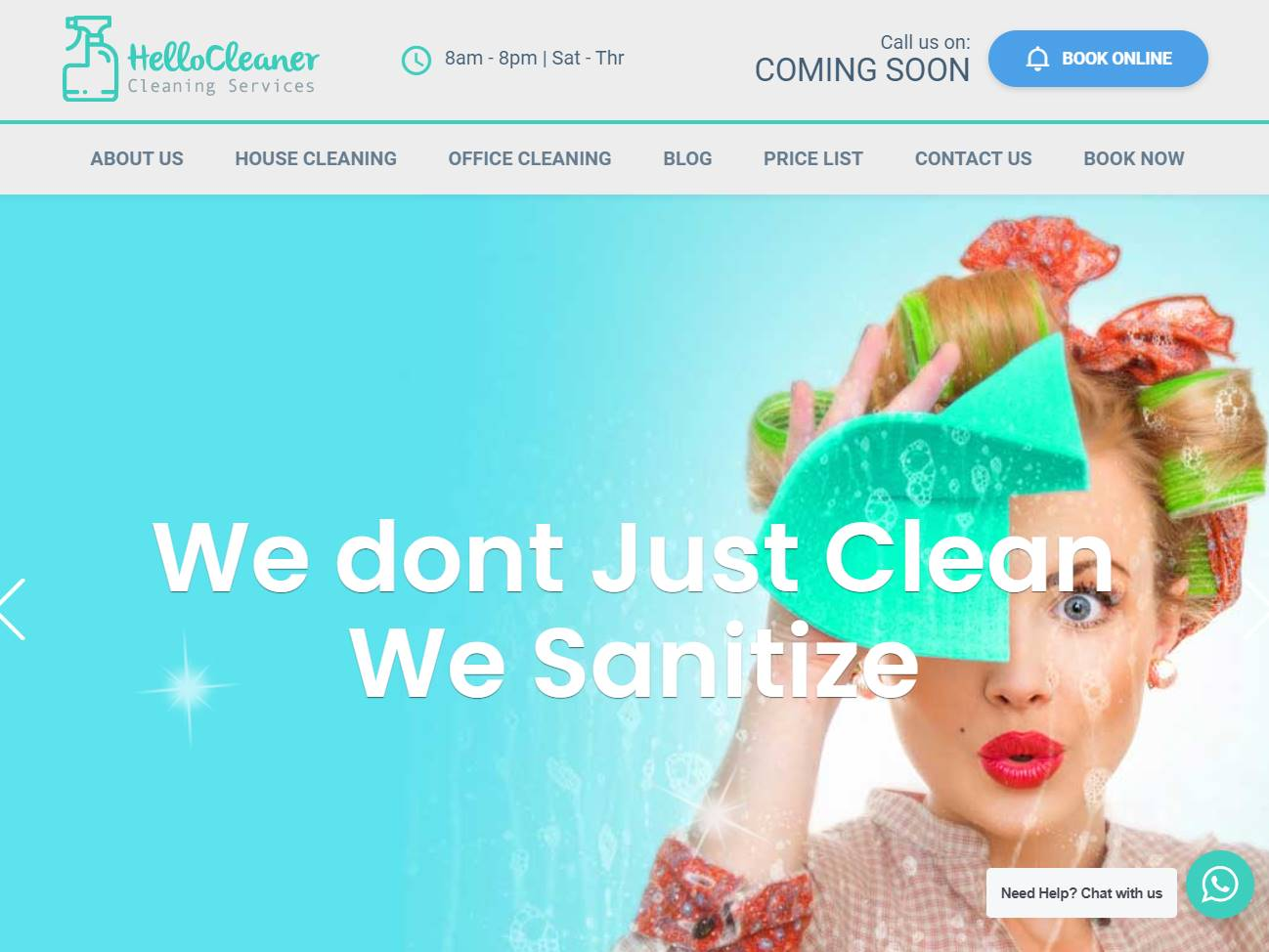 Screenshot of the Hello Cleaner website