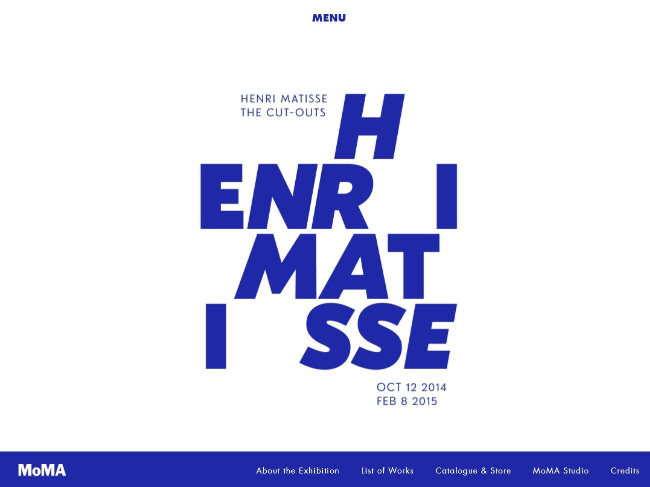 Screenshot of the Henri Matisse: The Cut-Outs website