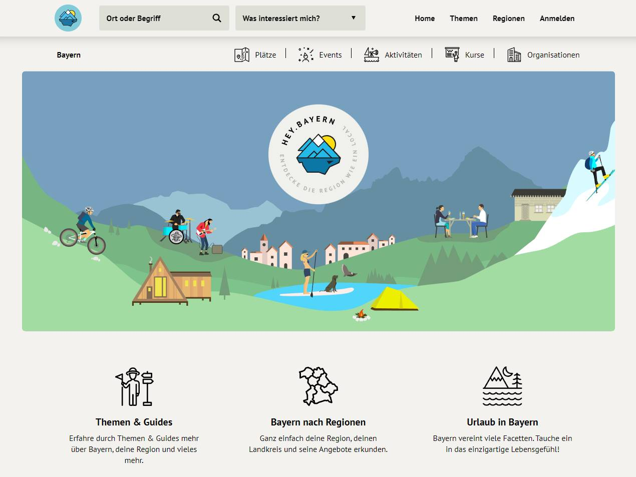 Screenshot of the Hey Bayern website