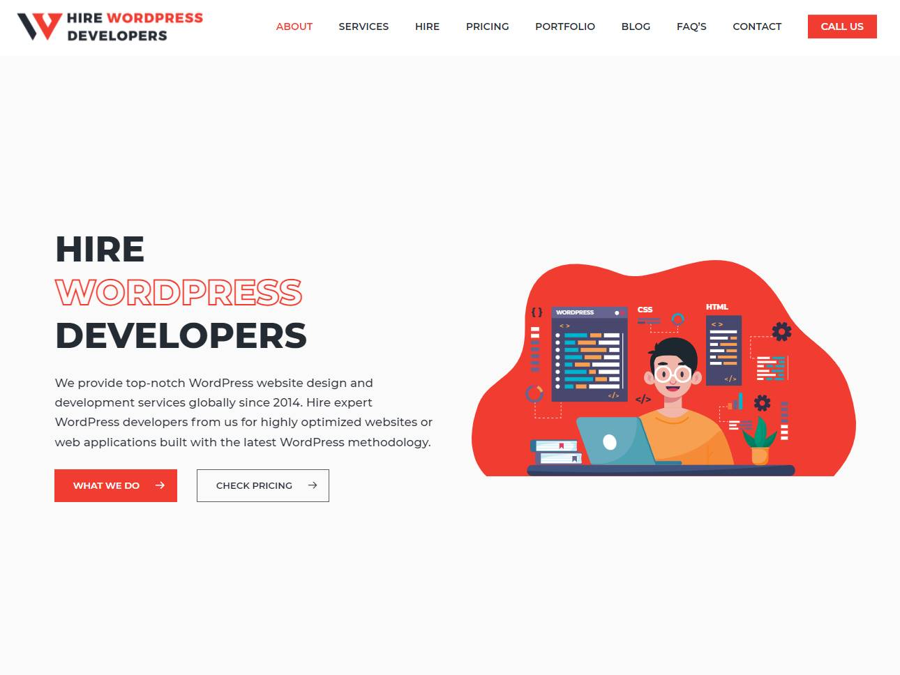 Screenshot of the Hire WordPress Developer website
