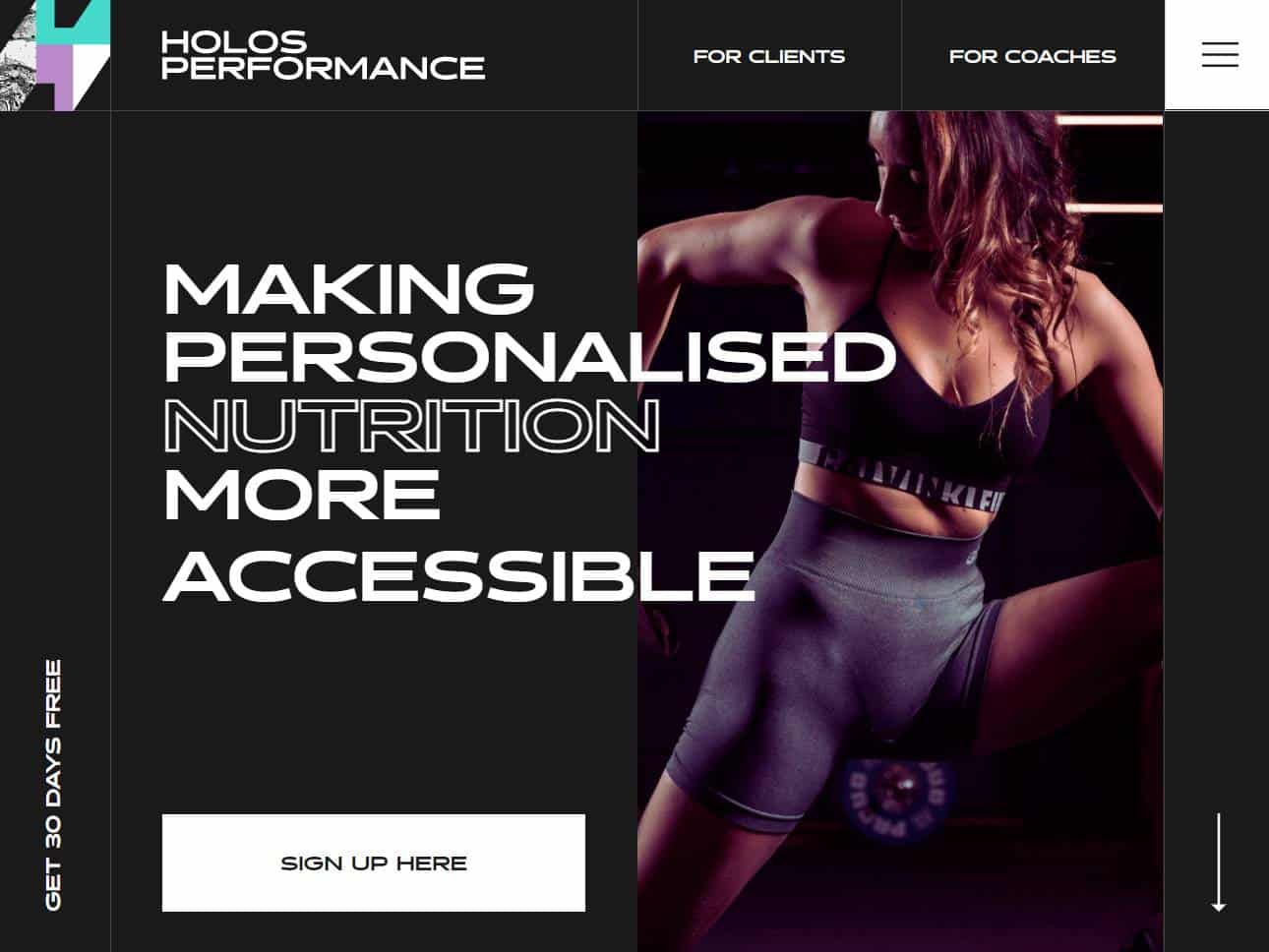 Screenshot of the Holos Performance website