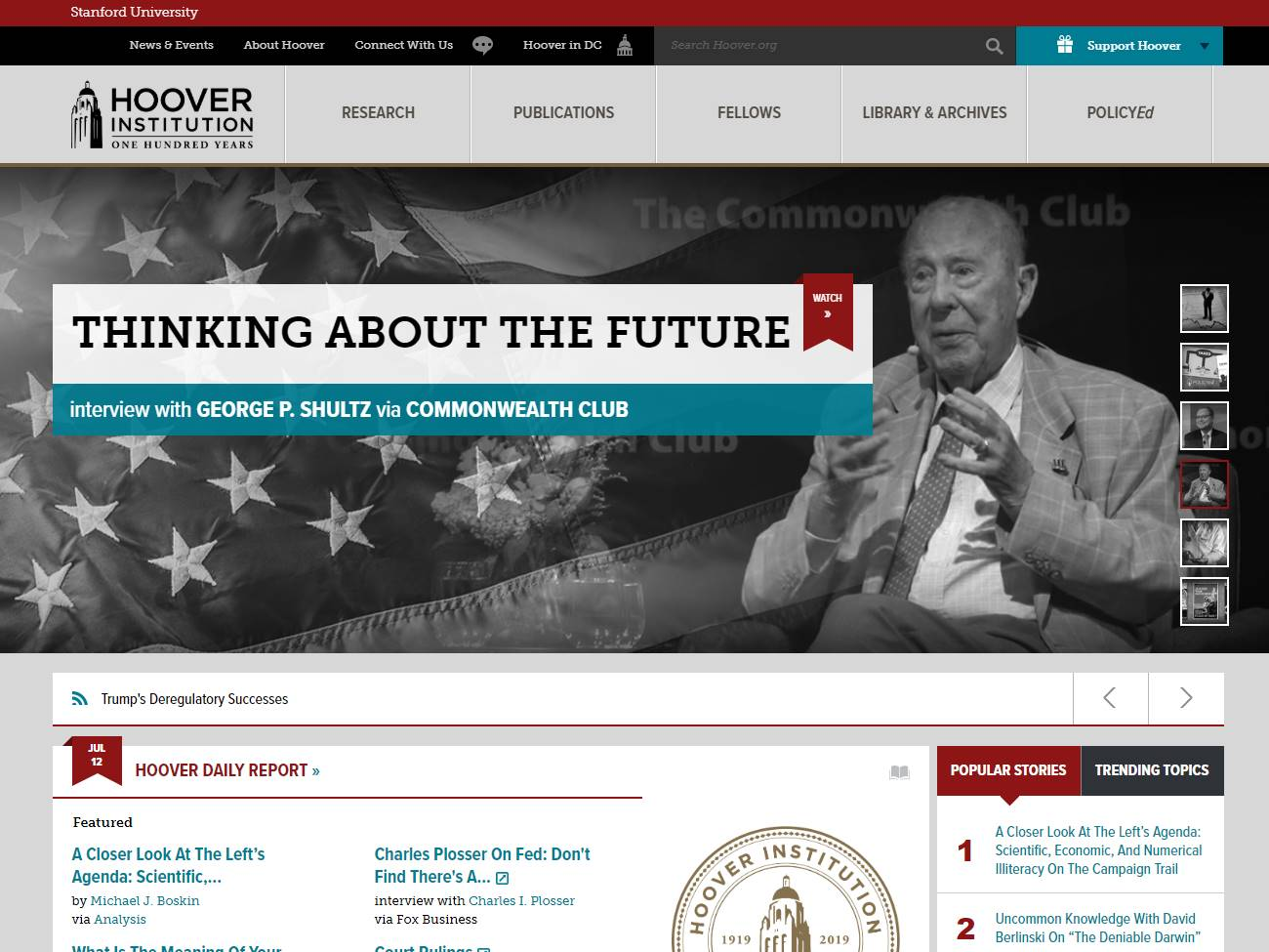 Screenshot of the Hoover Institution website