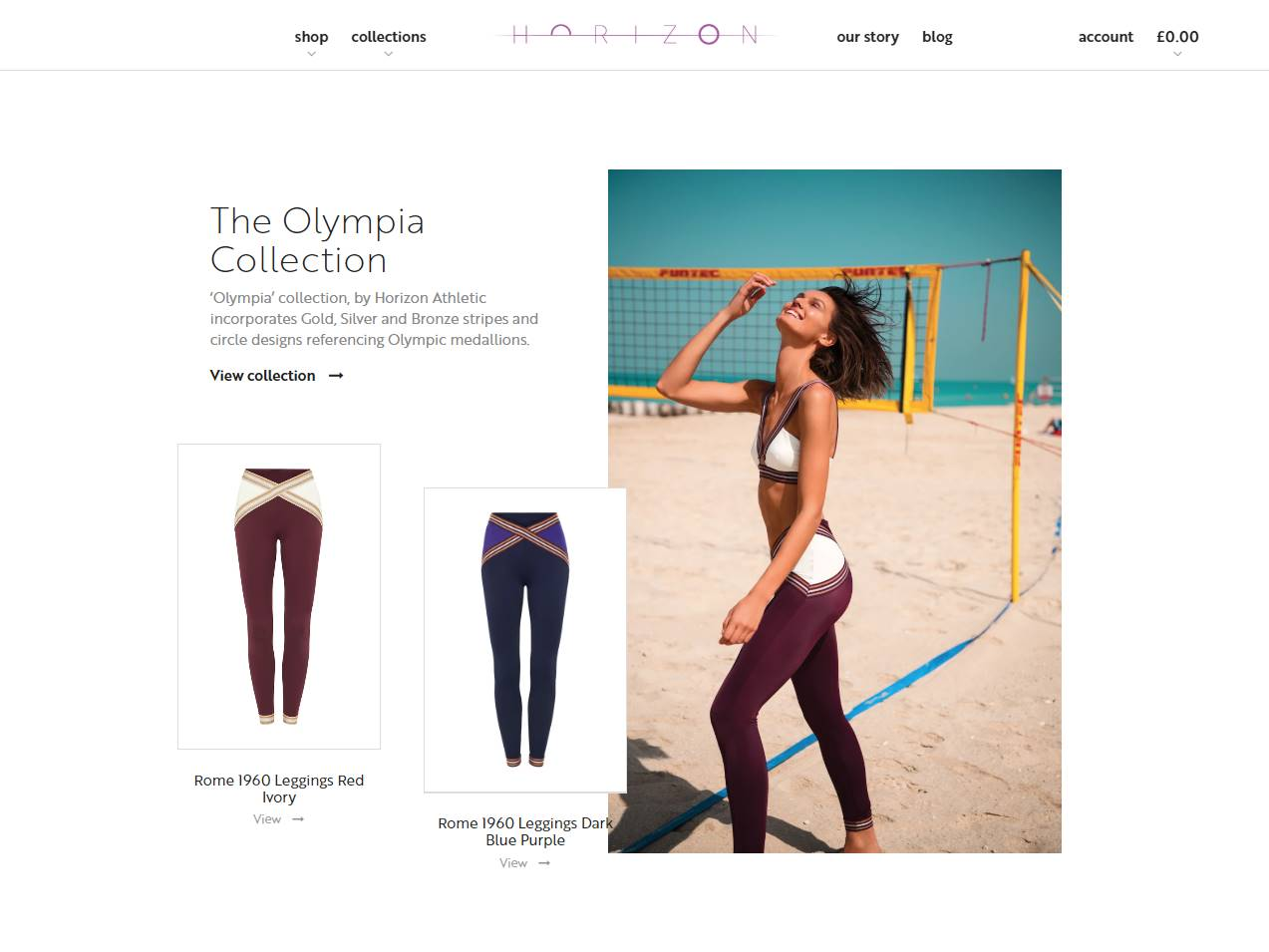 Screenshot of the Horizon Athletic website