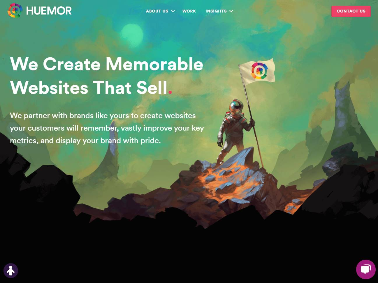 Screenshot of the Huemor website