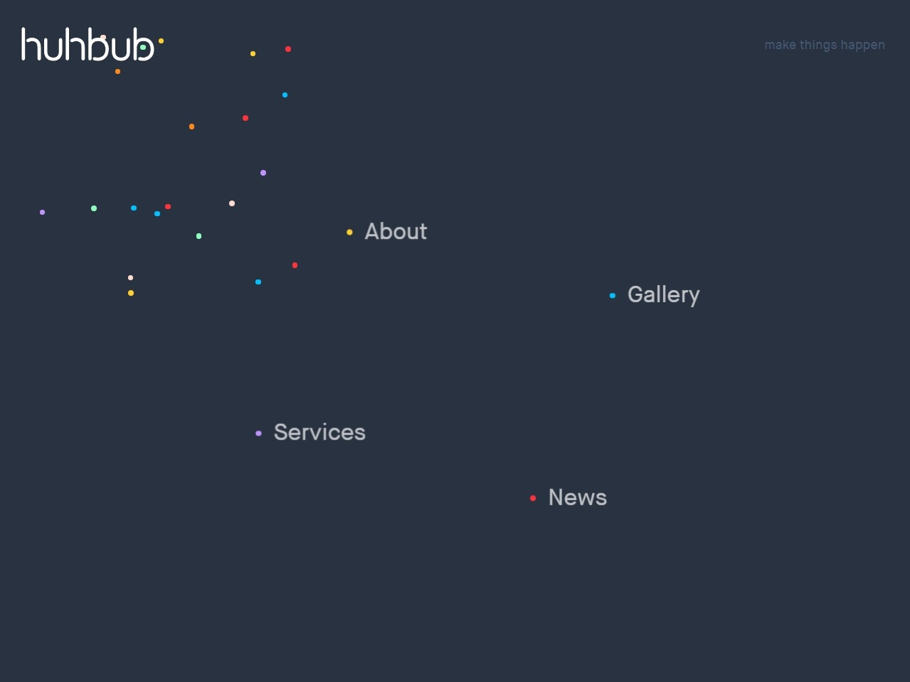 Screenshot of the Huhbub website