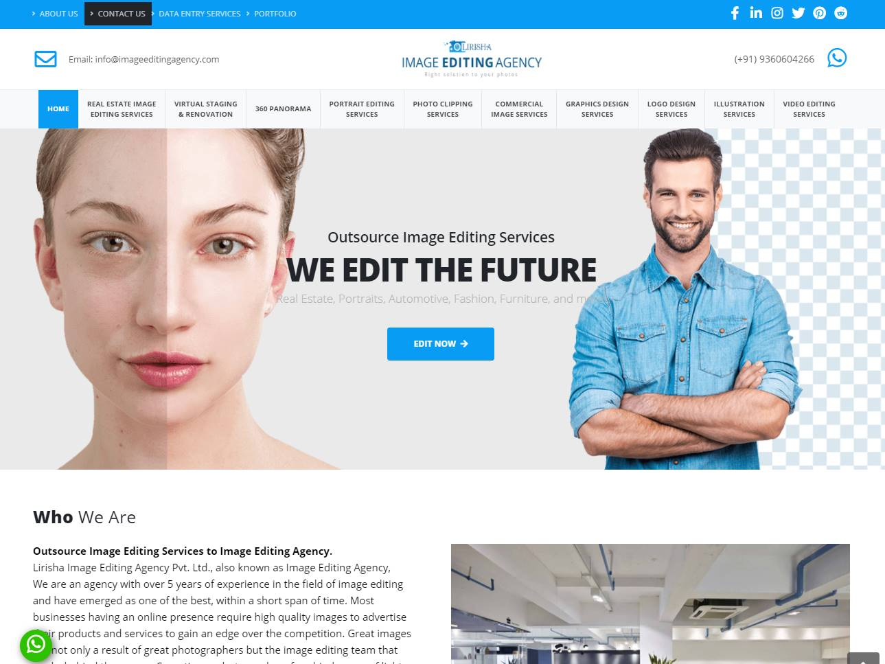 Screenshot of the Imageeditingagency website