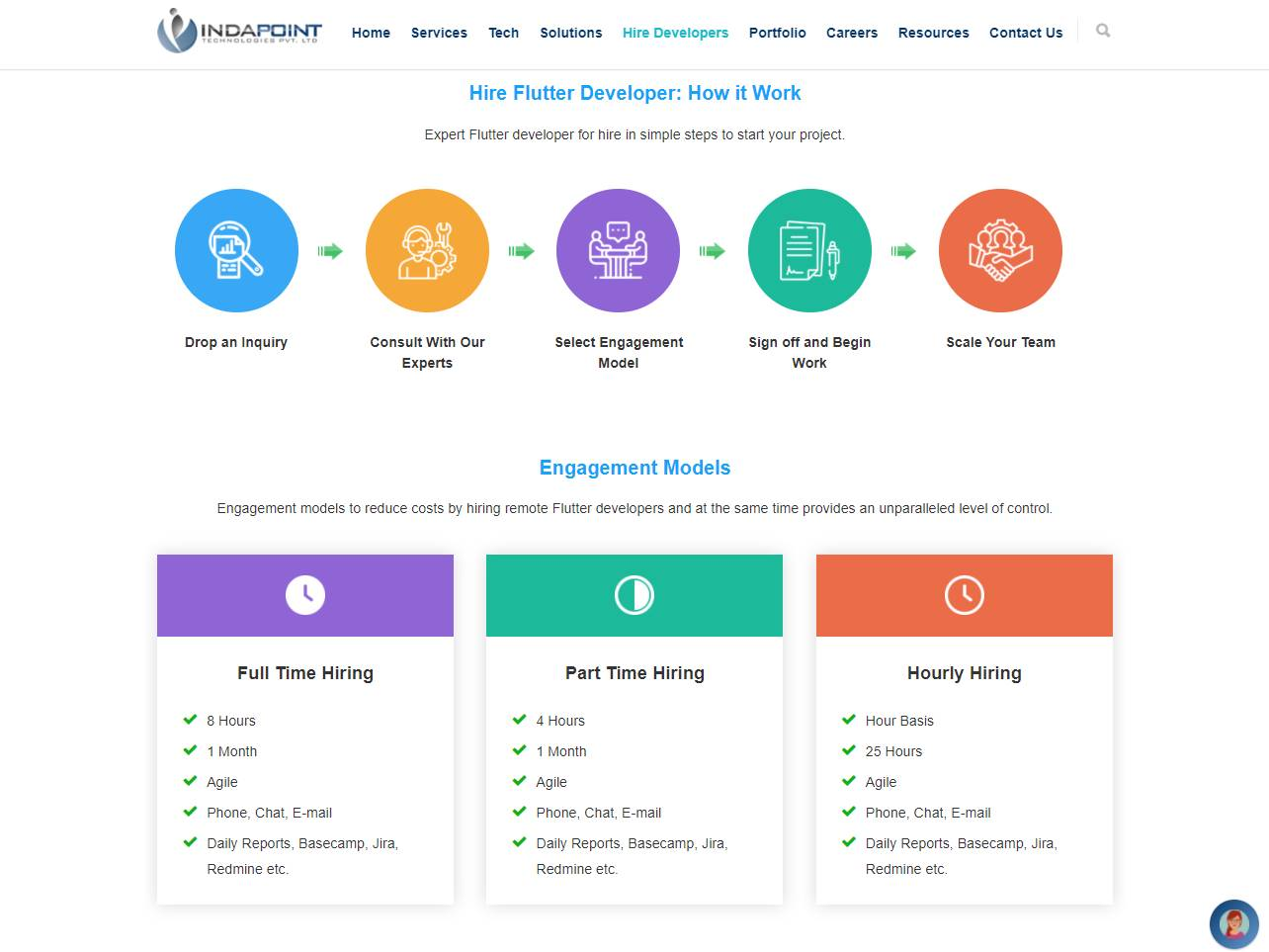 Screenshot of the Indapoint Flutter website