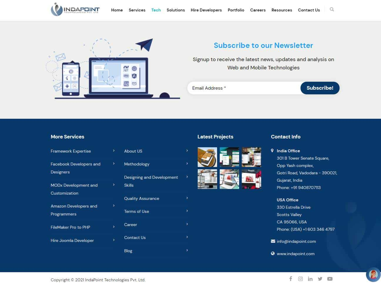 Screenshot of the Indapoint ReactJS website
