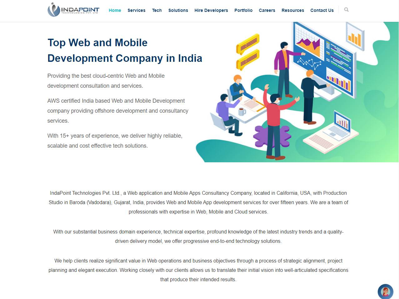 Screenshot of the Indapoint Technologies website
