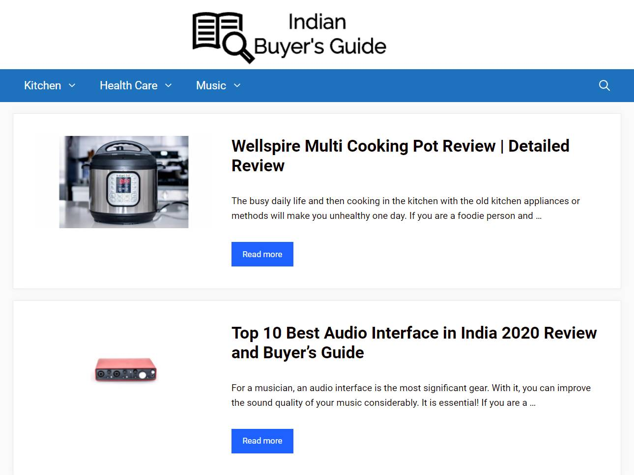Screenshot of the Indian Buyer’s Guide website