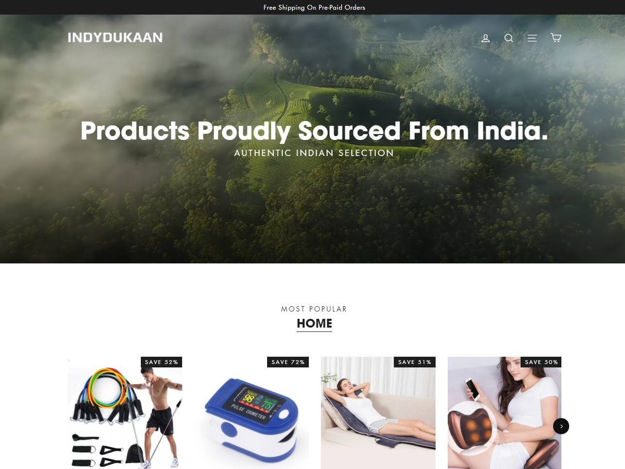 Screenshot of the IndyDukaan website