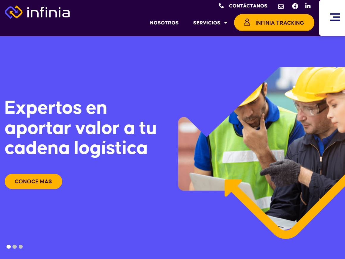 Screenshot of the Infinia website