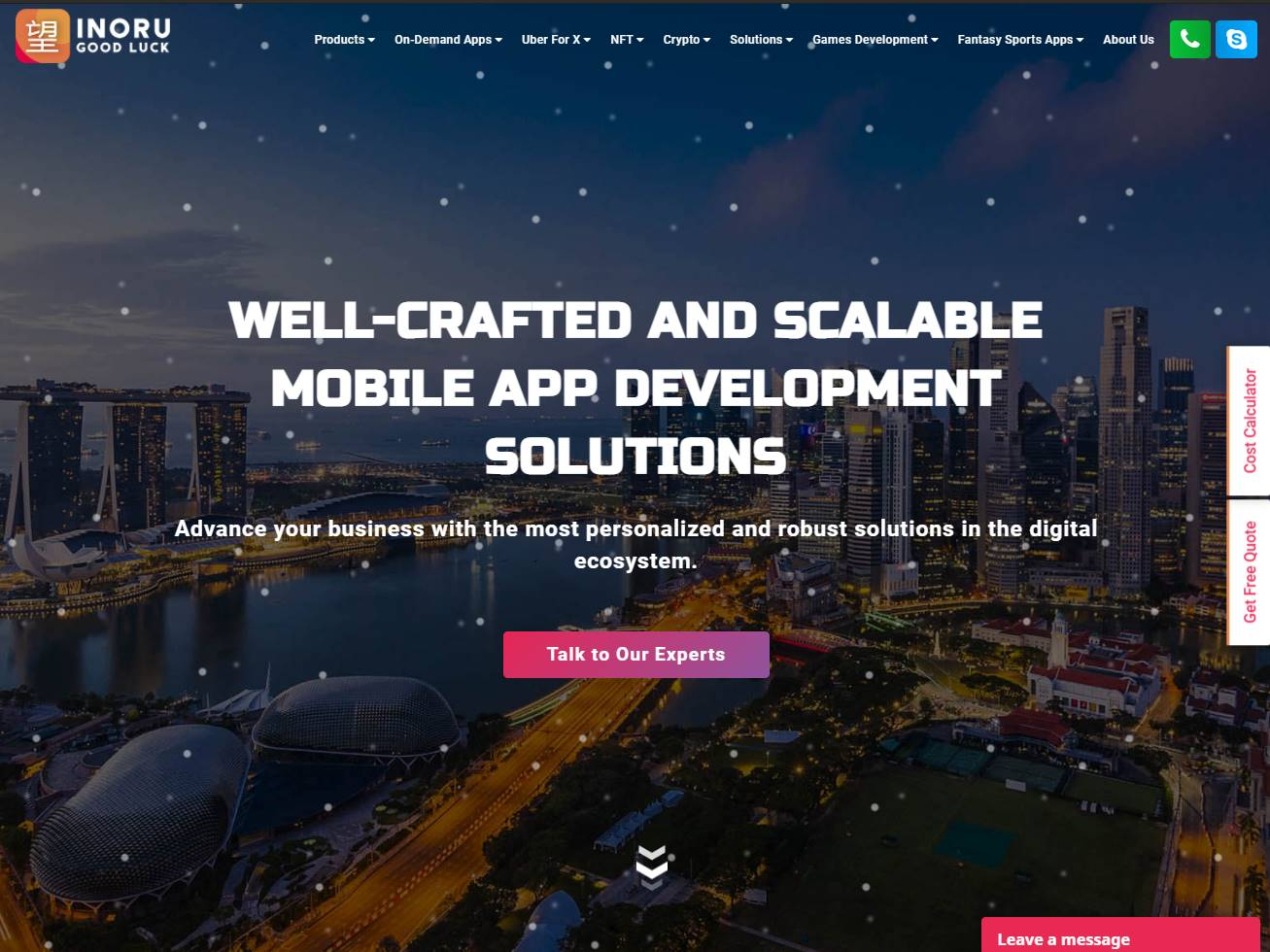 Screenshot of the Inoru website