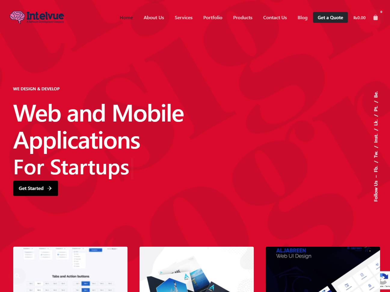 Screenshot of the Intelvue website