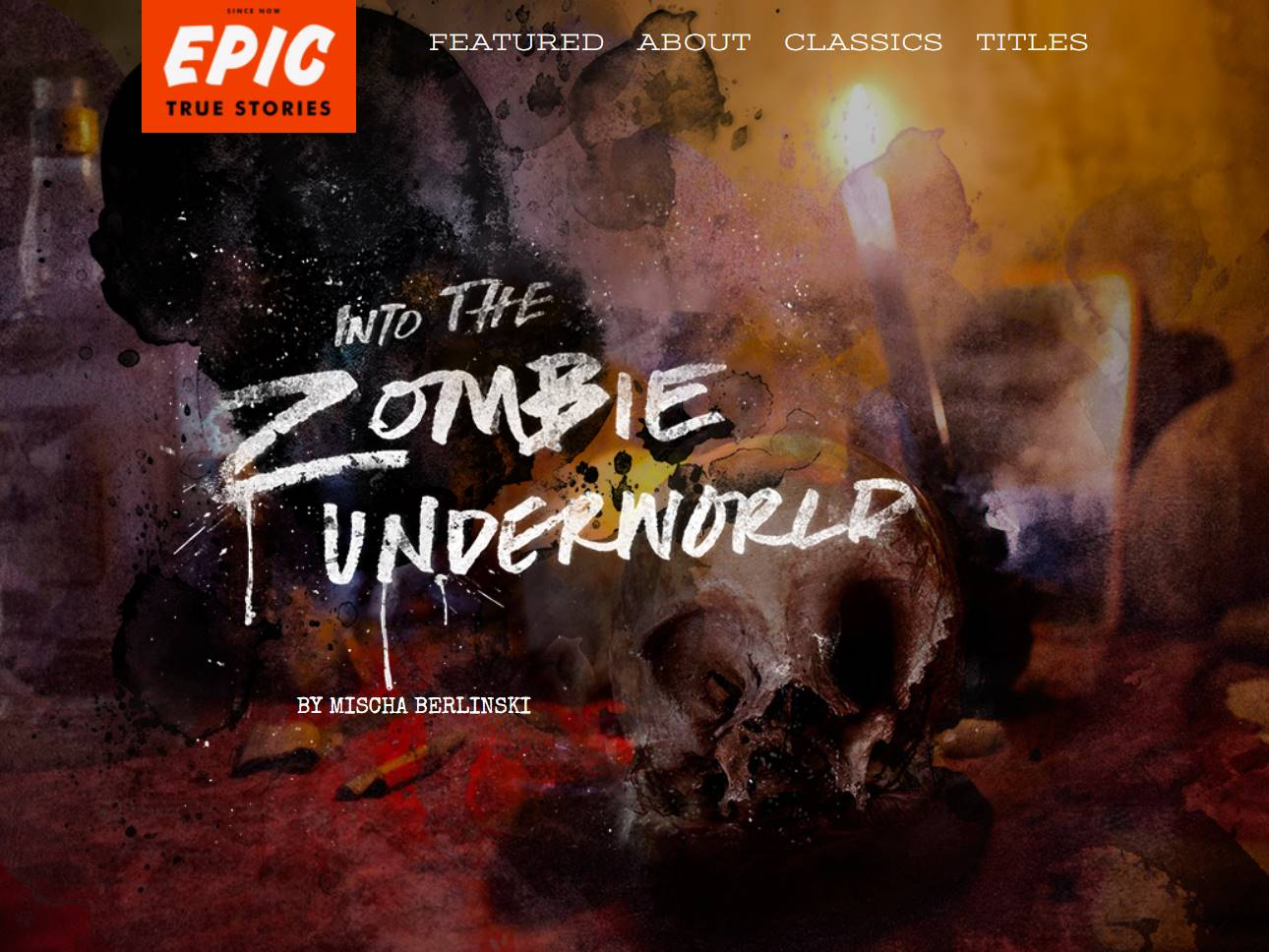 Screenshot of the Into the Zombie Underworld website