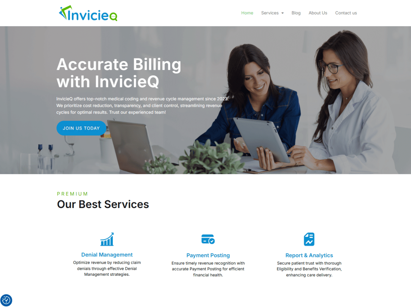 Screenshot of the invicieq website