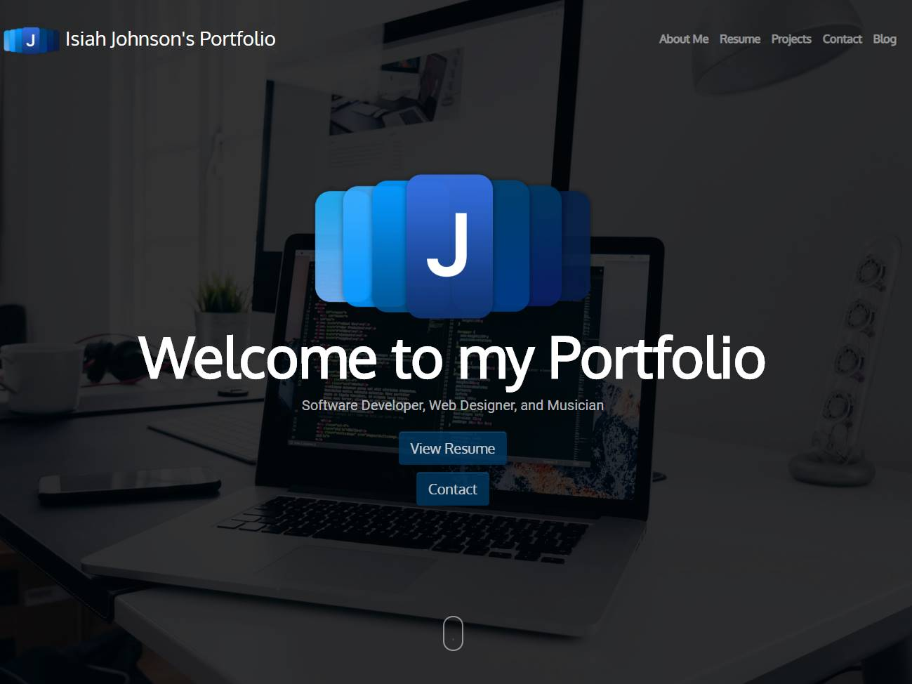 Screenshot of the Isiah Johnson website