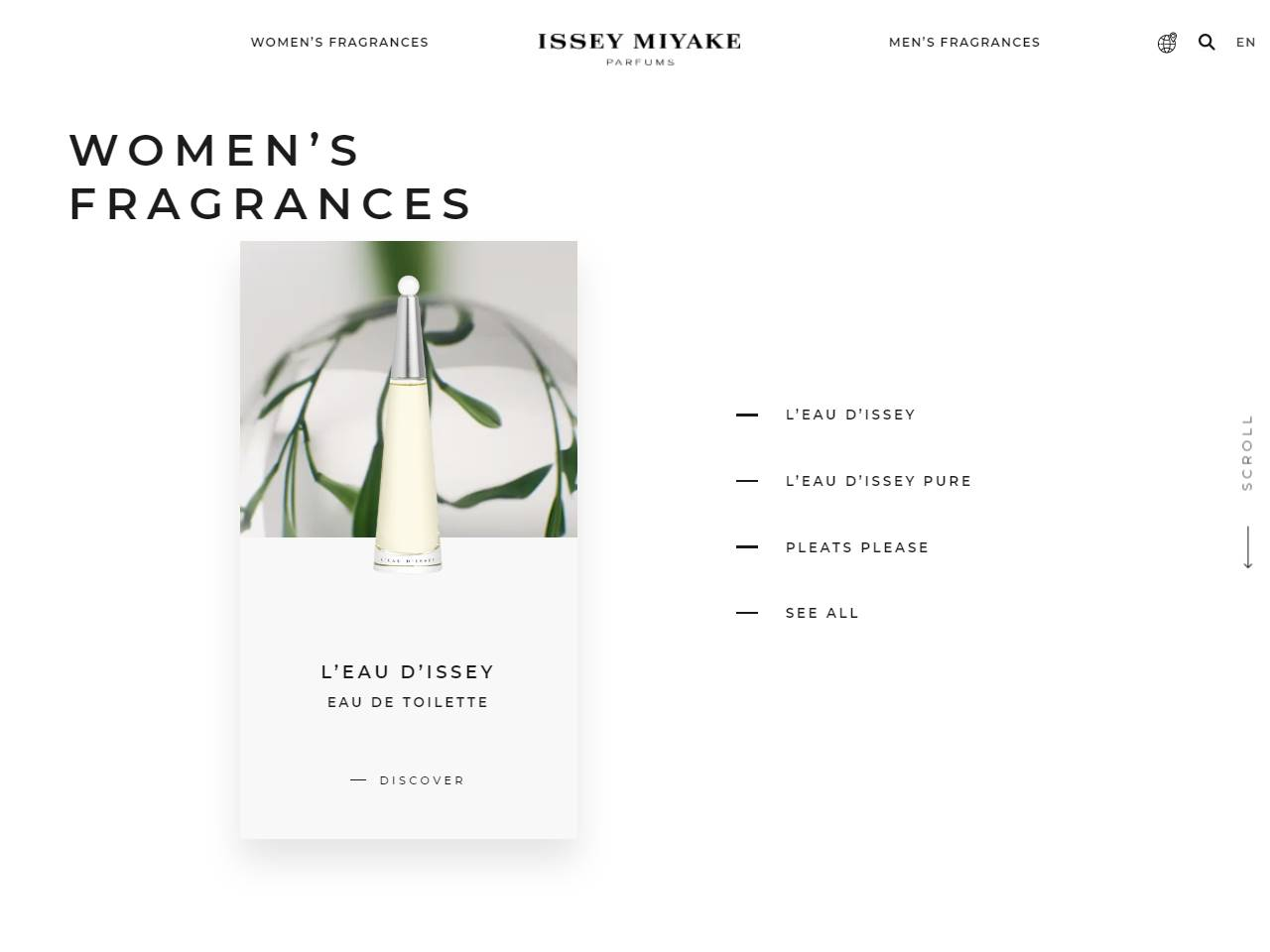 Screenshot of the Issey Miyake Parfums website