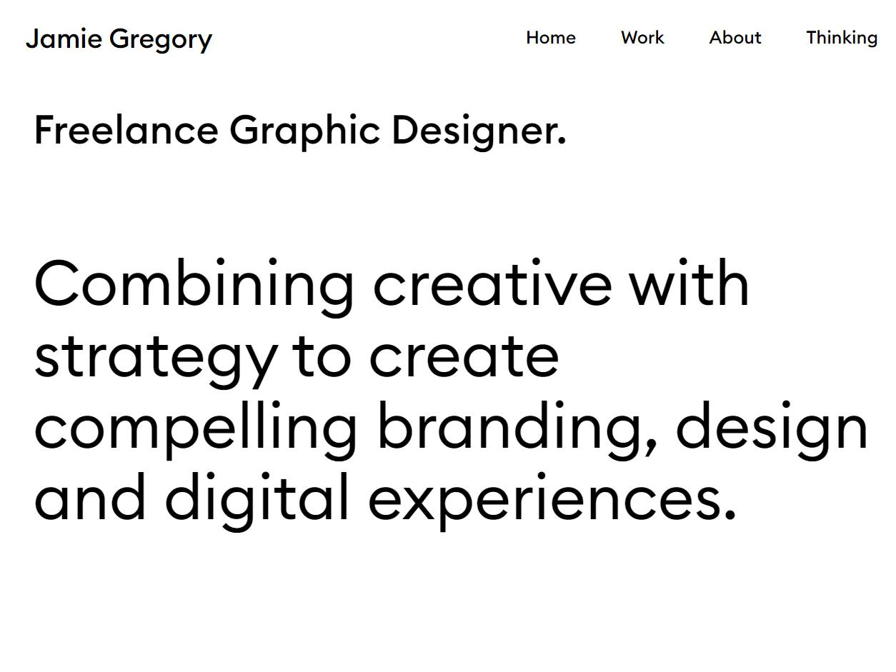 Screenshot of the Jamie Gregory website