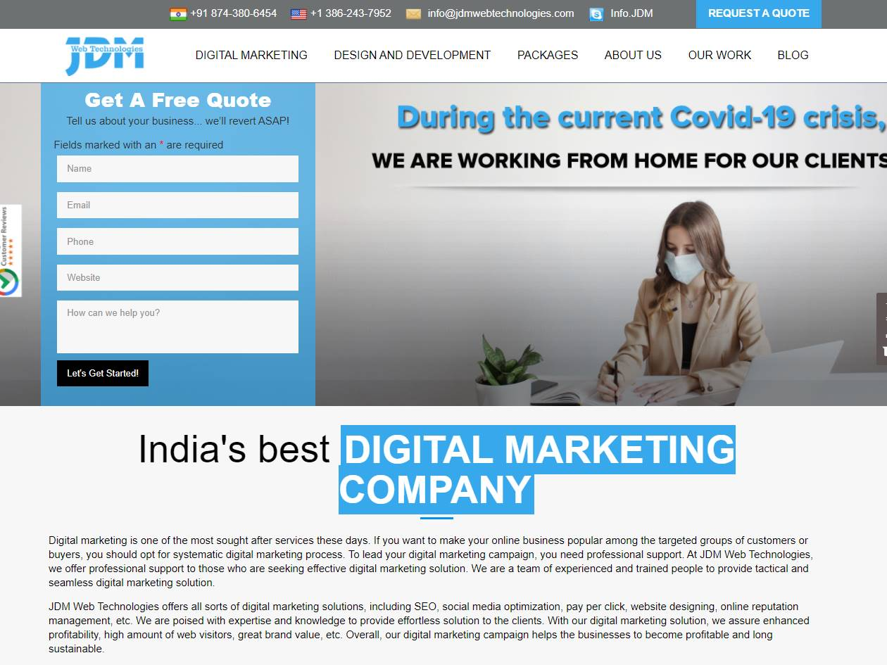 Screenshot of the JDM Web Technologies website