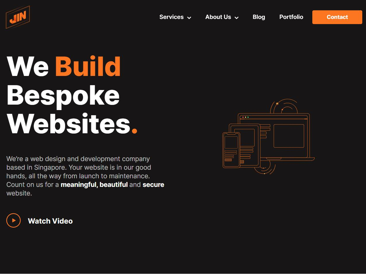 Screenshot of the JIN Design Singapore: Web Design, Development and Website Care website
