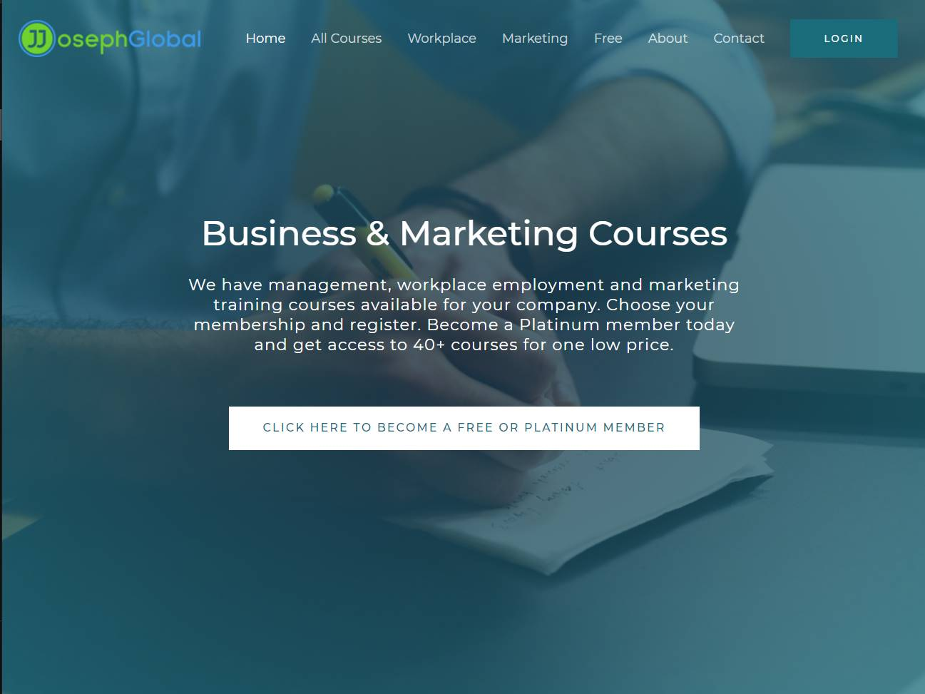 Screenshot of the JJoseph Globalmarketing website