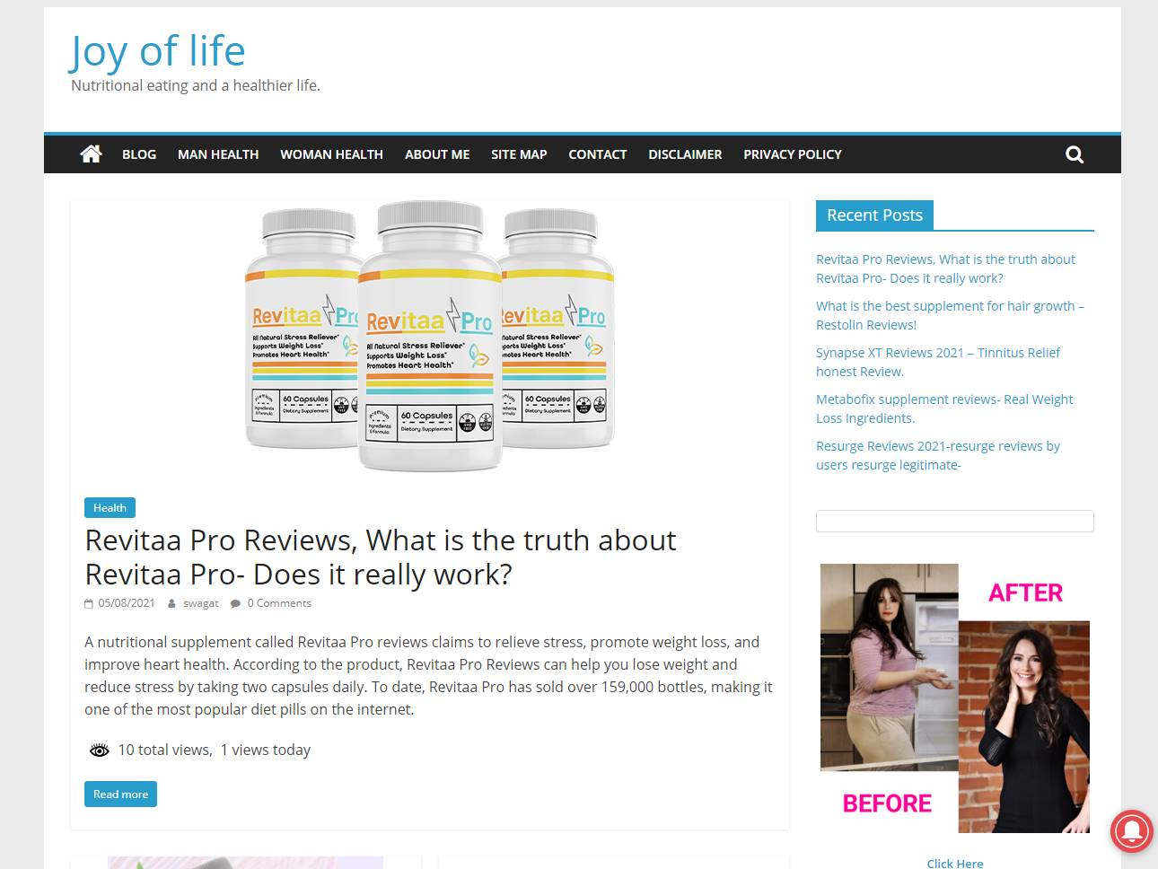 Screenshot of the Joy of Life website