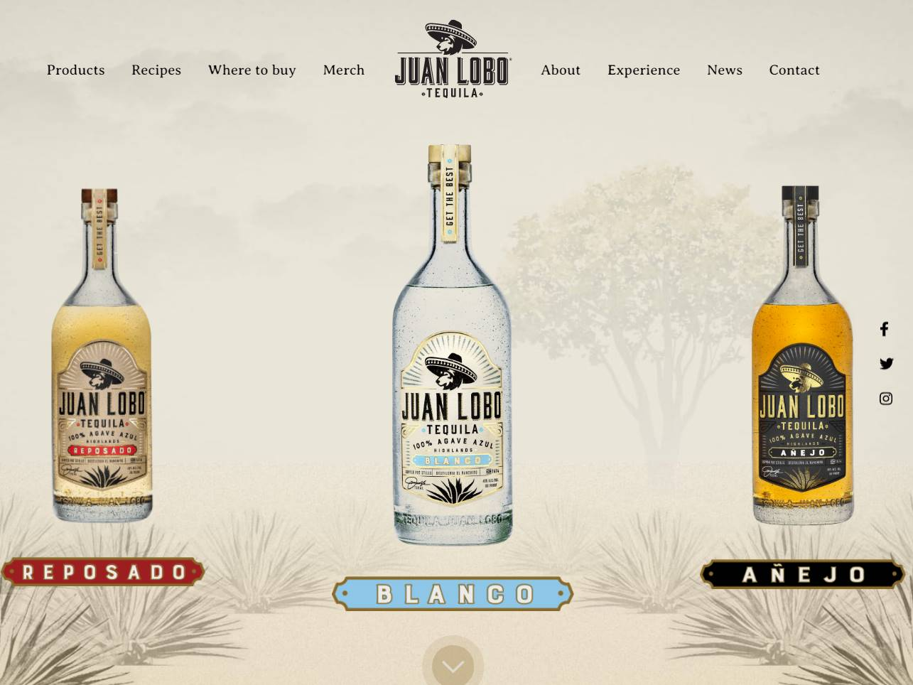 Screenshot of the Juan Lobo Tequila website