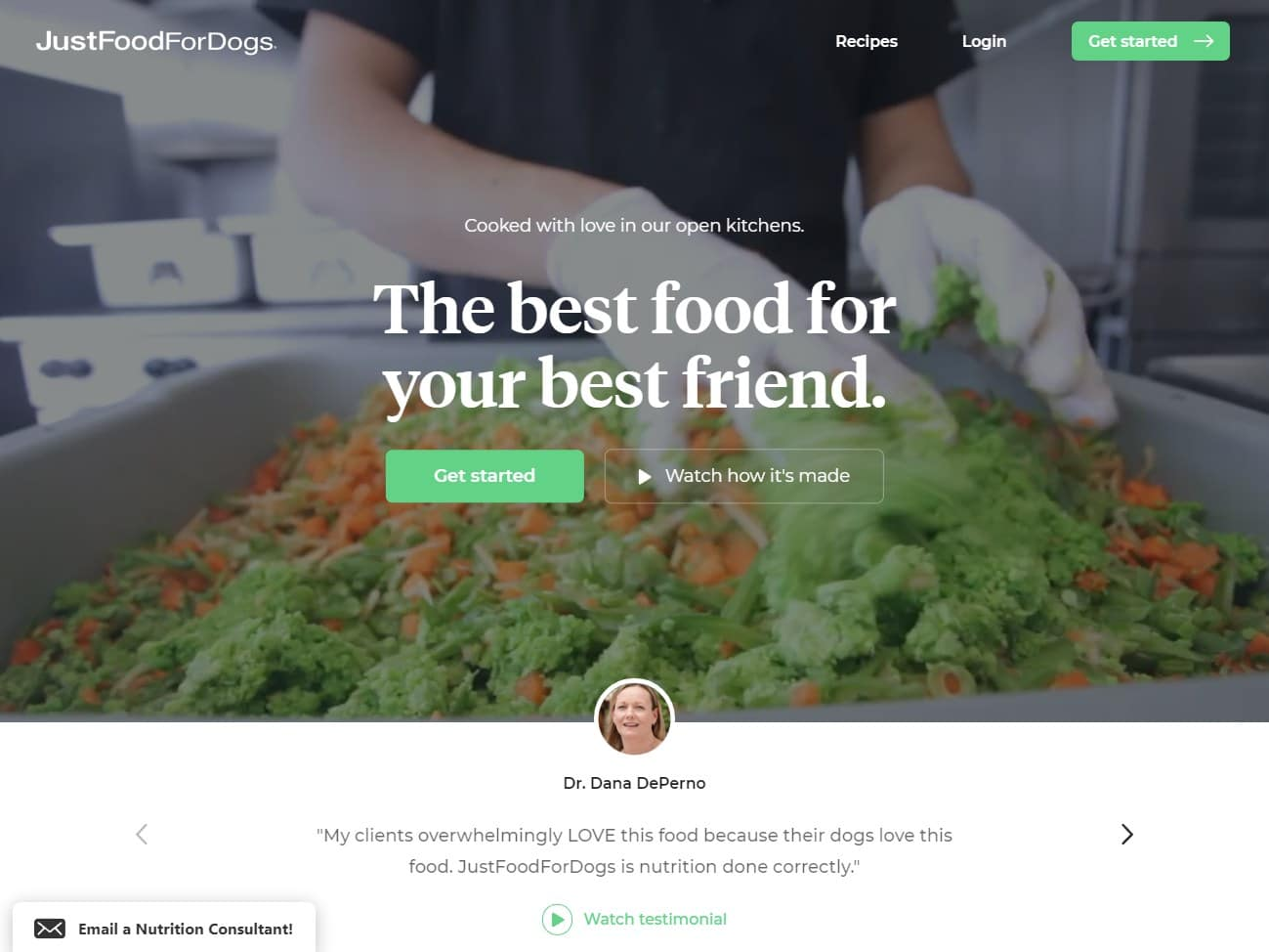 Screenshot of the JustFoodForDogsClub website
