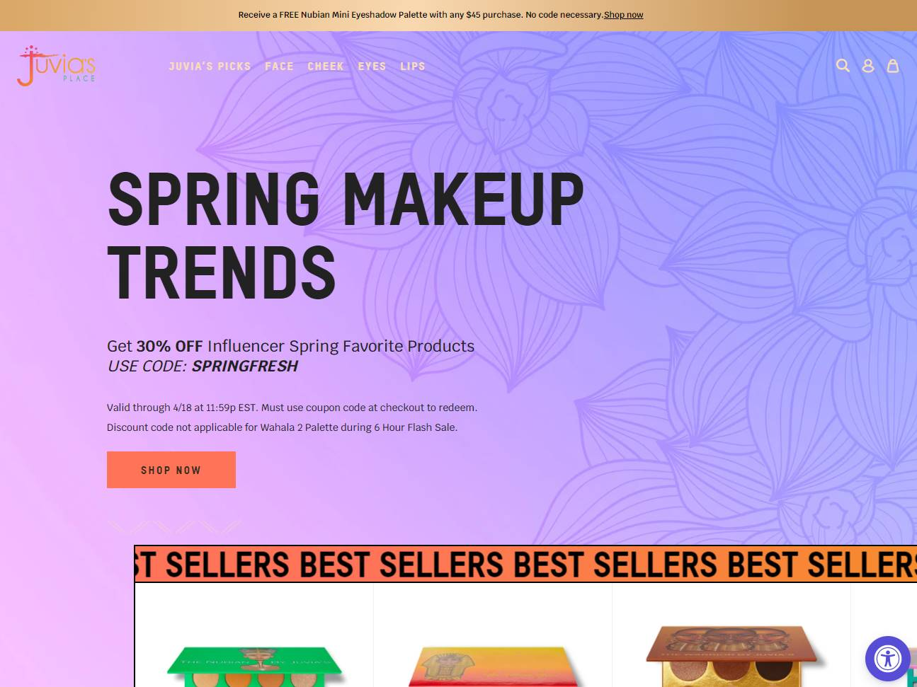 Screenshot of the Juvias Place website