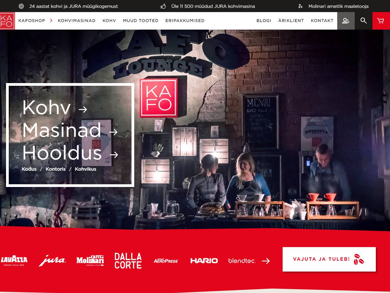 Screenshot of the KAFO website