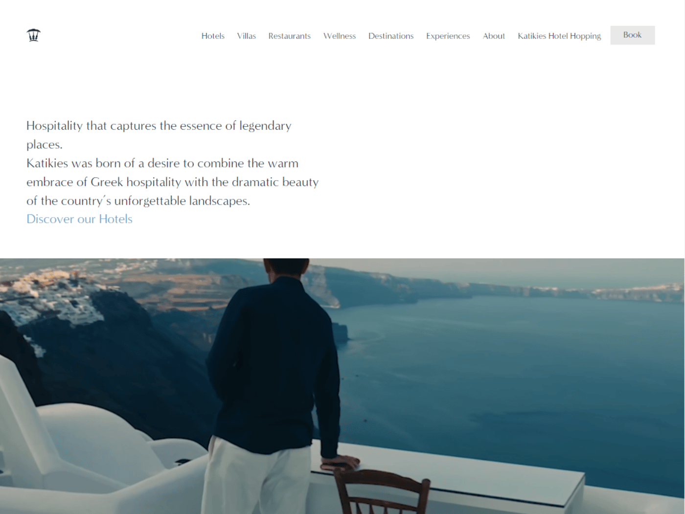 Screenshot of the Katikies Hotels Greece website