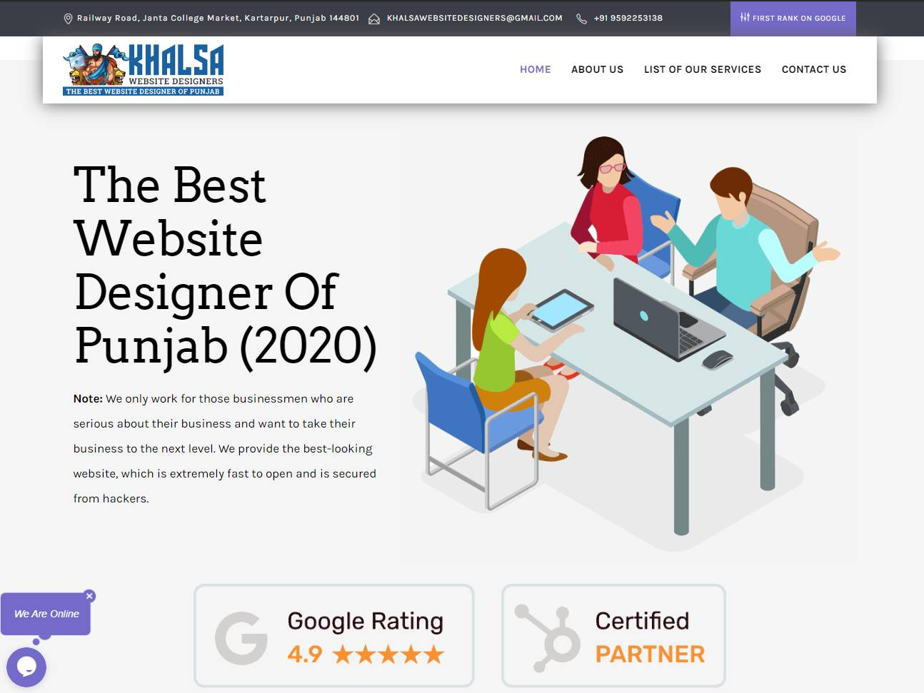 Screenshot of the Khalsa Website Designer website