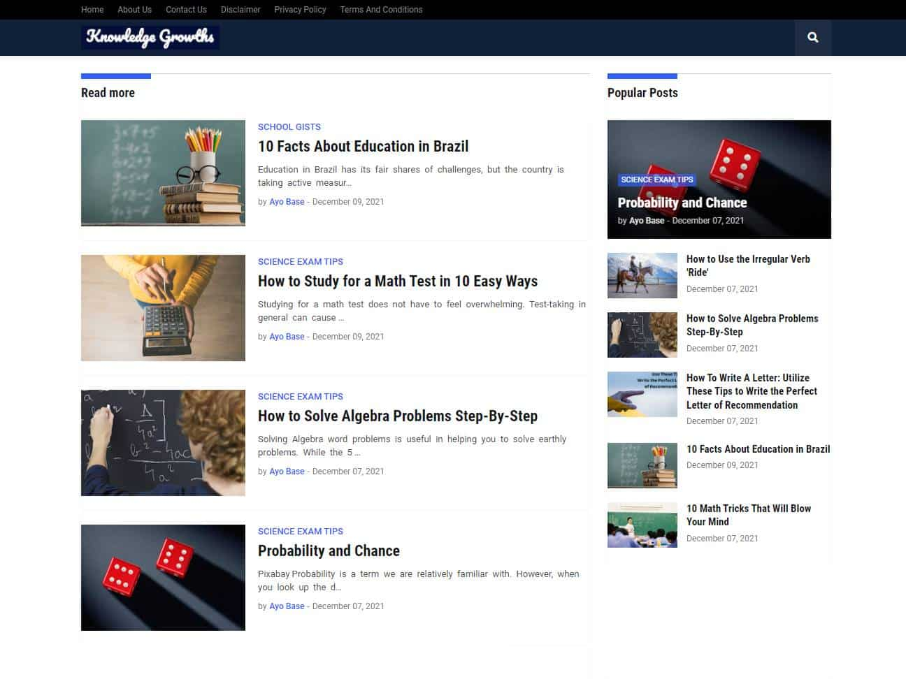 Screenshot of the Knowledge Growths website