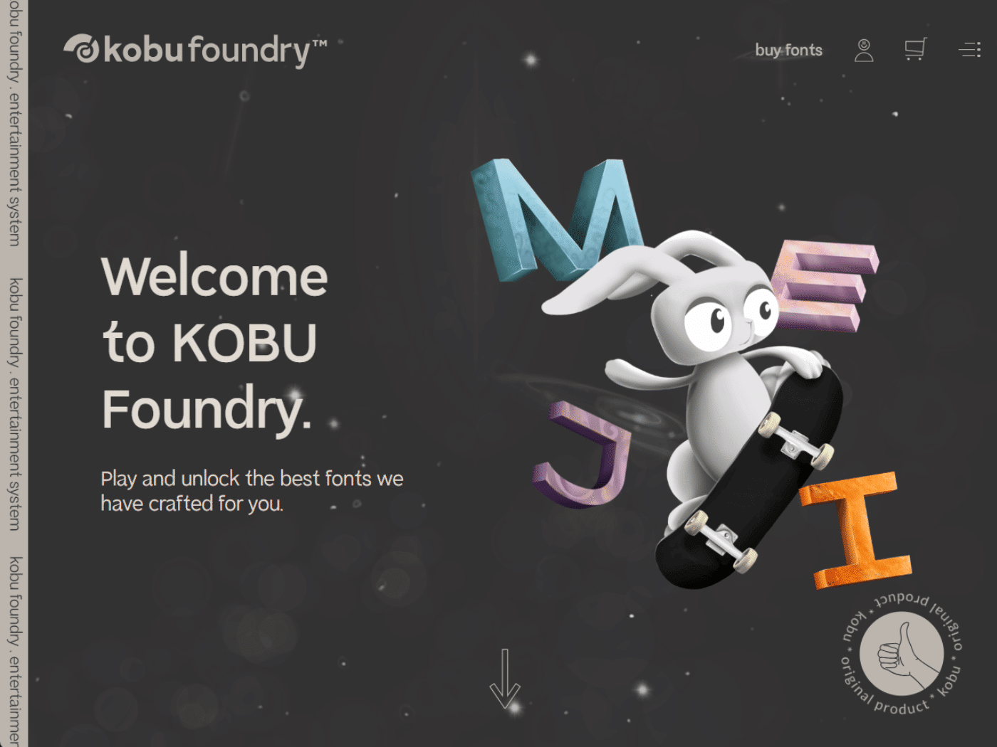 Screenshot of the KOBU Foundry website