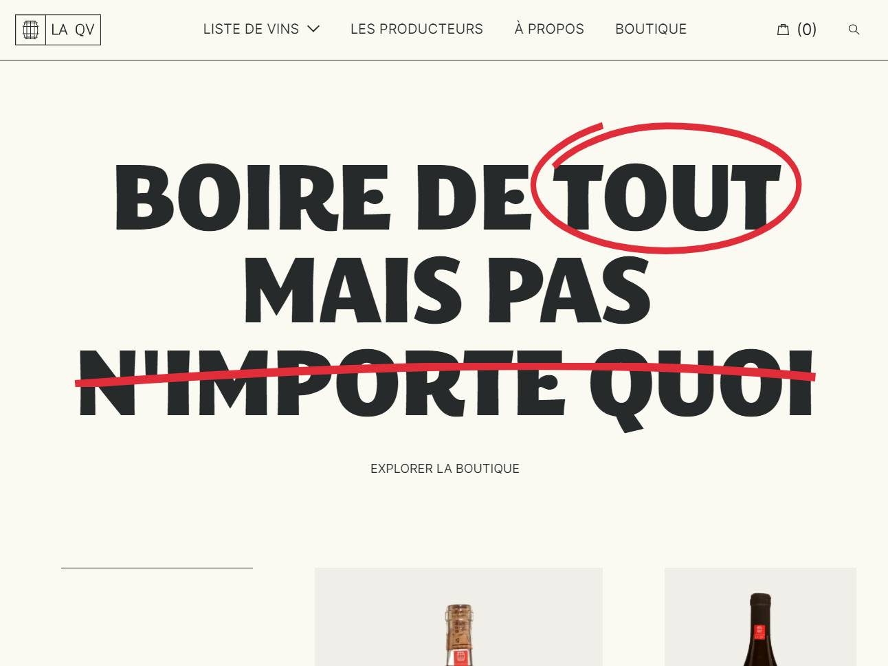 Screenshot of the La QV Montréal: Private Wine Imports and Online Ordering website