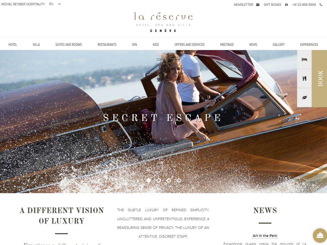 Screenshot of the La Reserve Geneva website