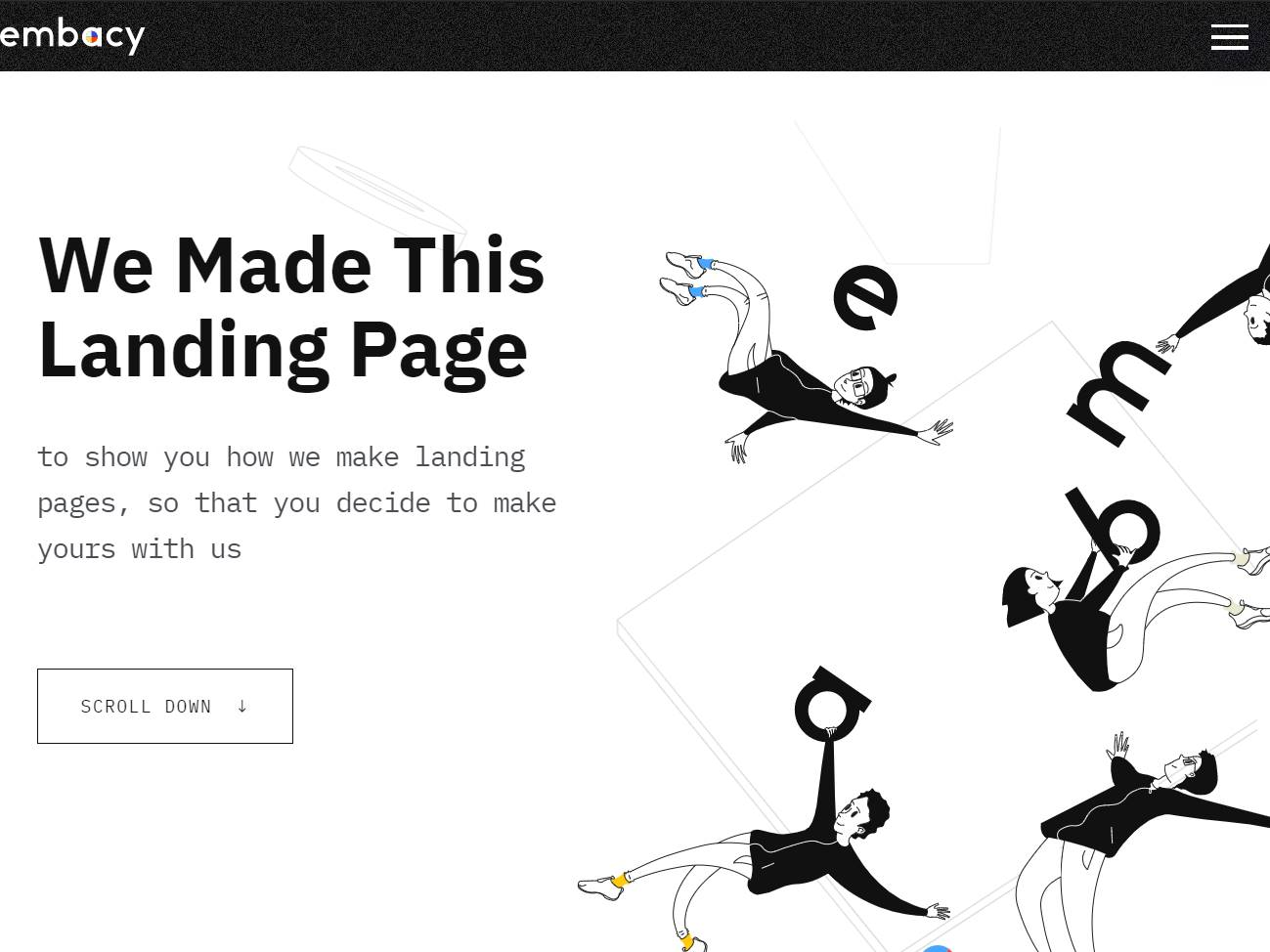 Screenshot of the Landing about landing page website