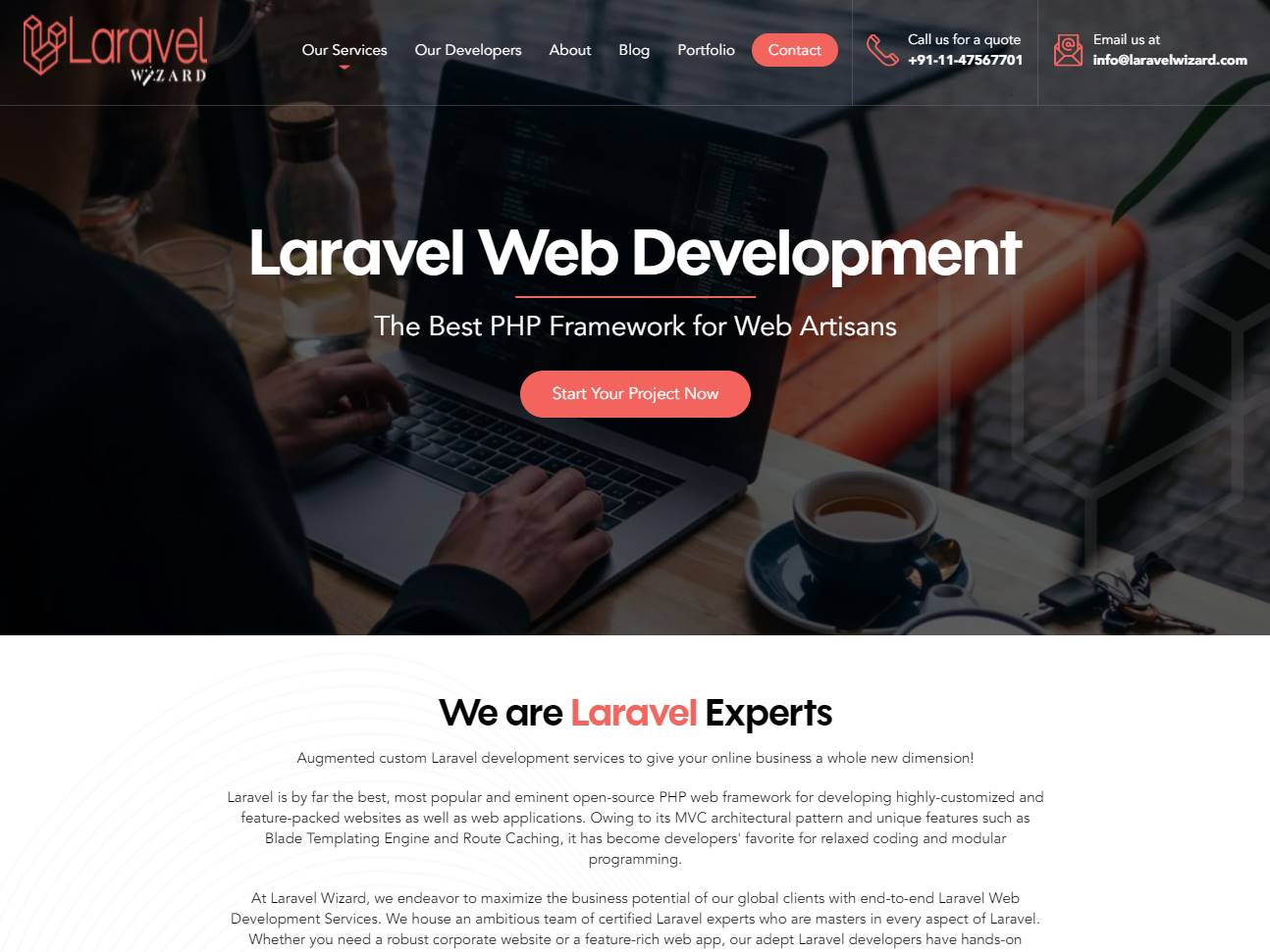 Screenshot of the Laravel Wizard website