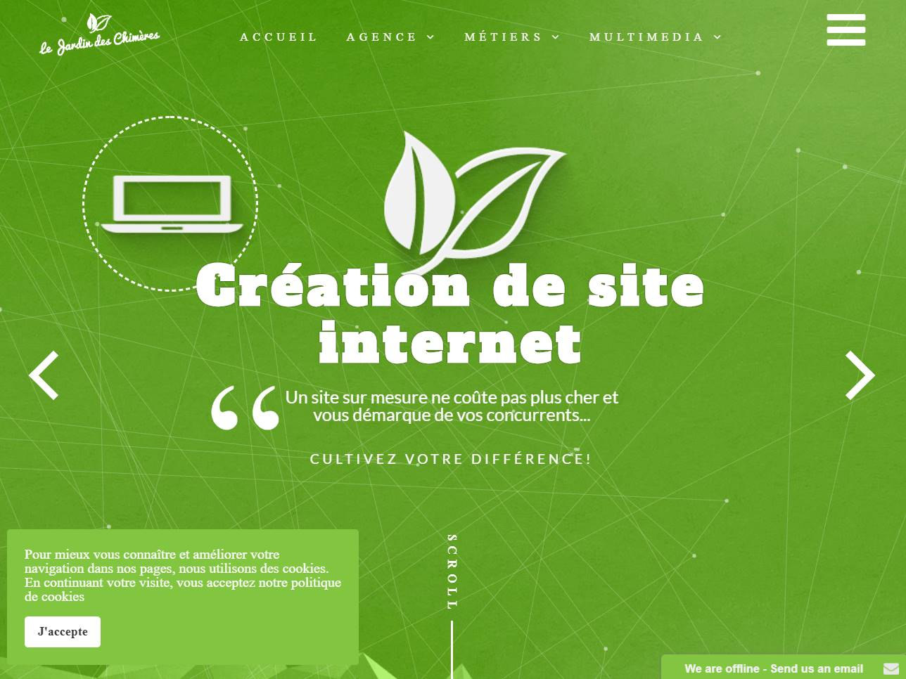 Screenshot of the Le Jardin des Chimères website