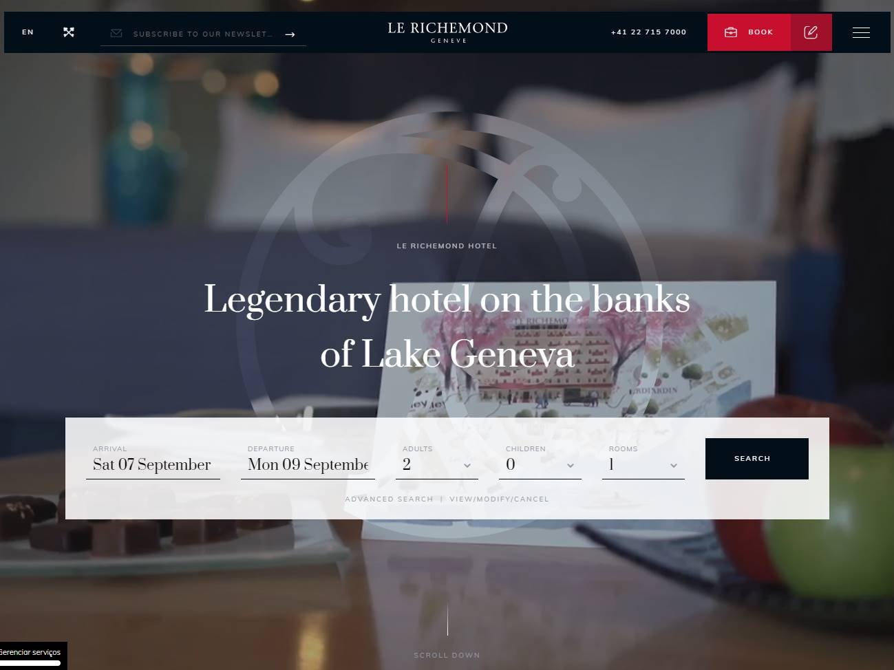 Screenshot of the Le Richemond Hotel Geneva website
