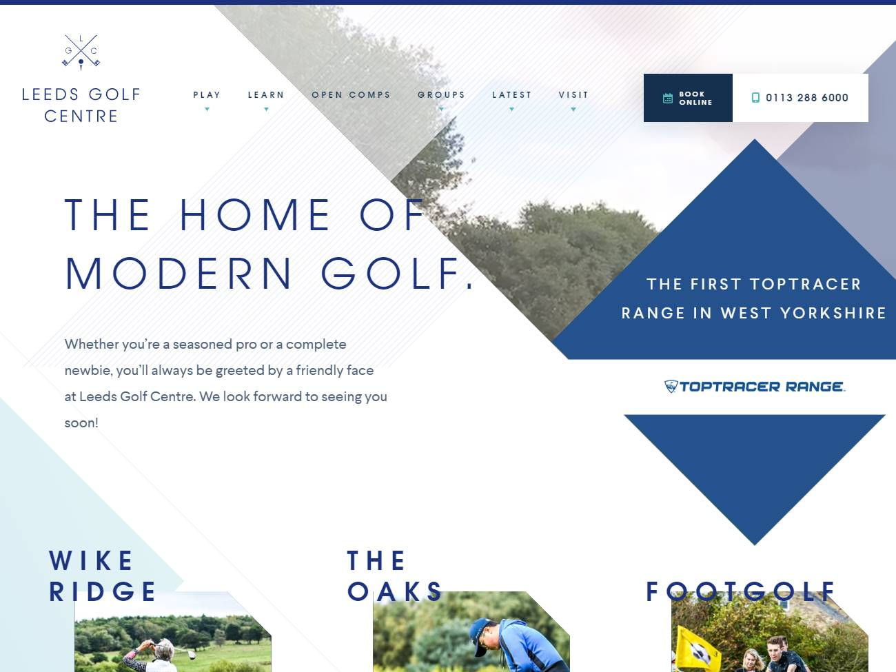 Screenshot of the Leeds Golf Centre website
