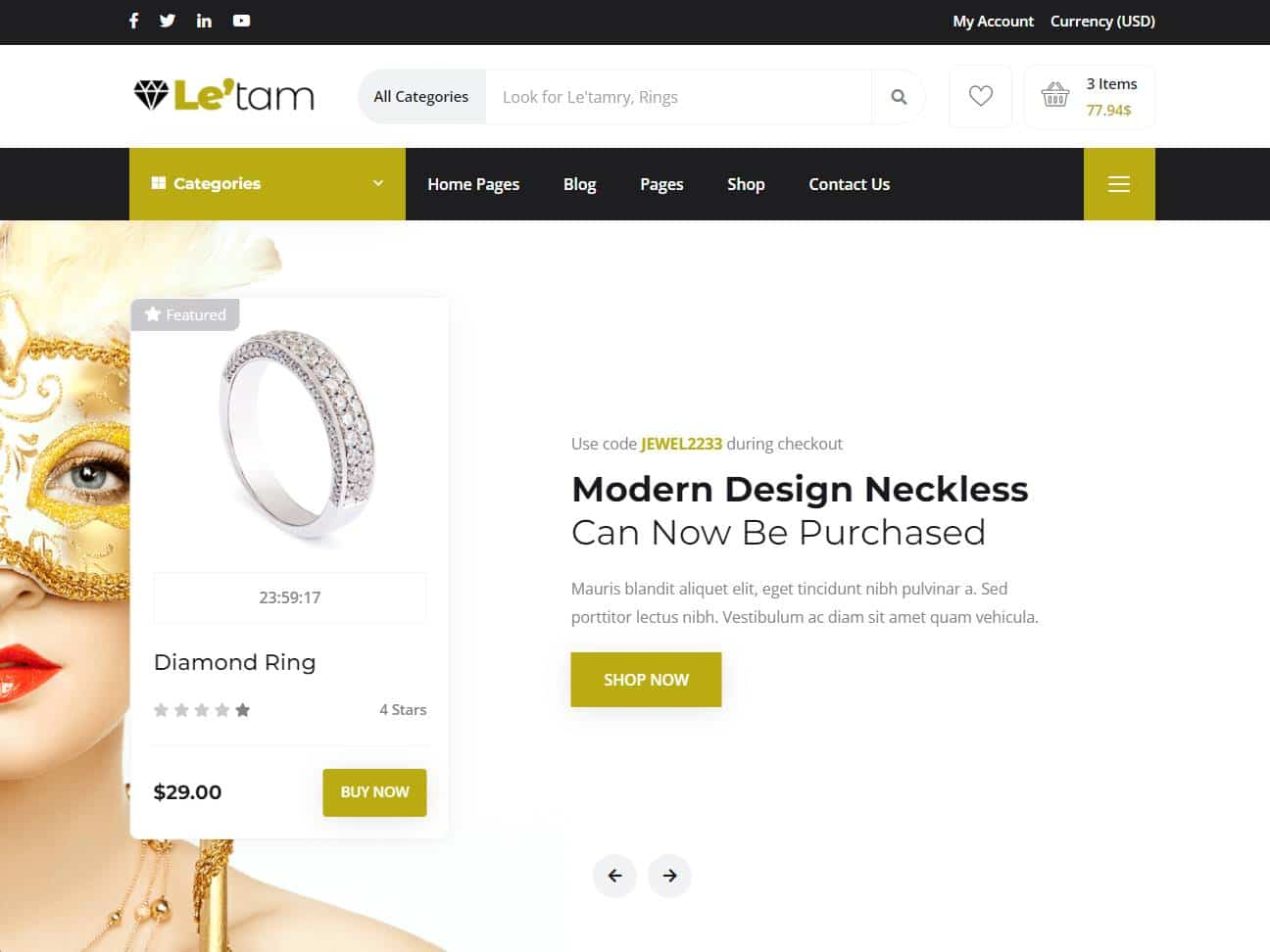 Screenshot of the Letam website