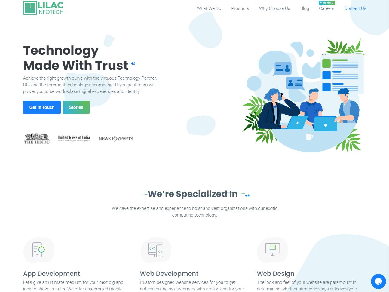 Screenshot of the Lilacinfotech website