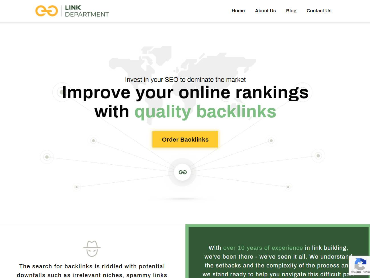 Screenshot of the Link Department website
