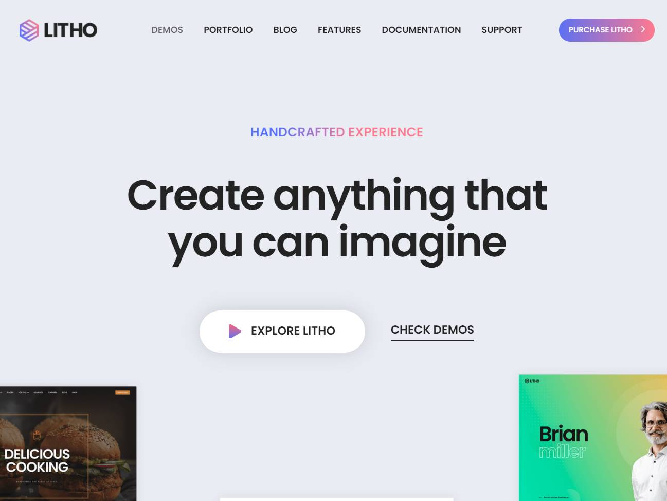 Screenshot of the Litho WordPress Theme website